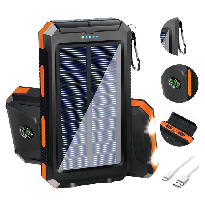 20000mAh bærbar solenergilader med dobbelt USB og LED lommelykt Luvikno