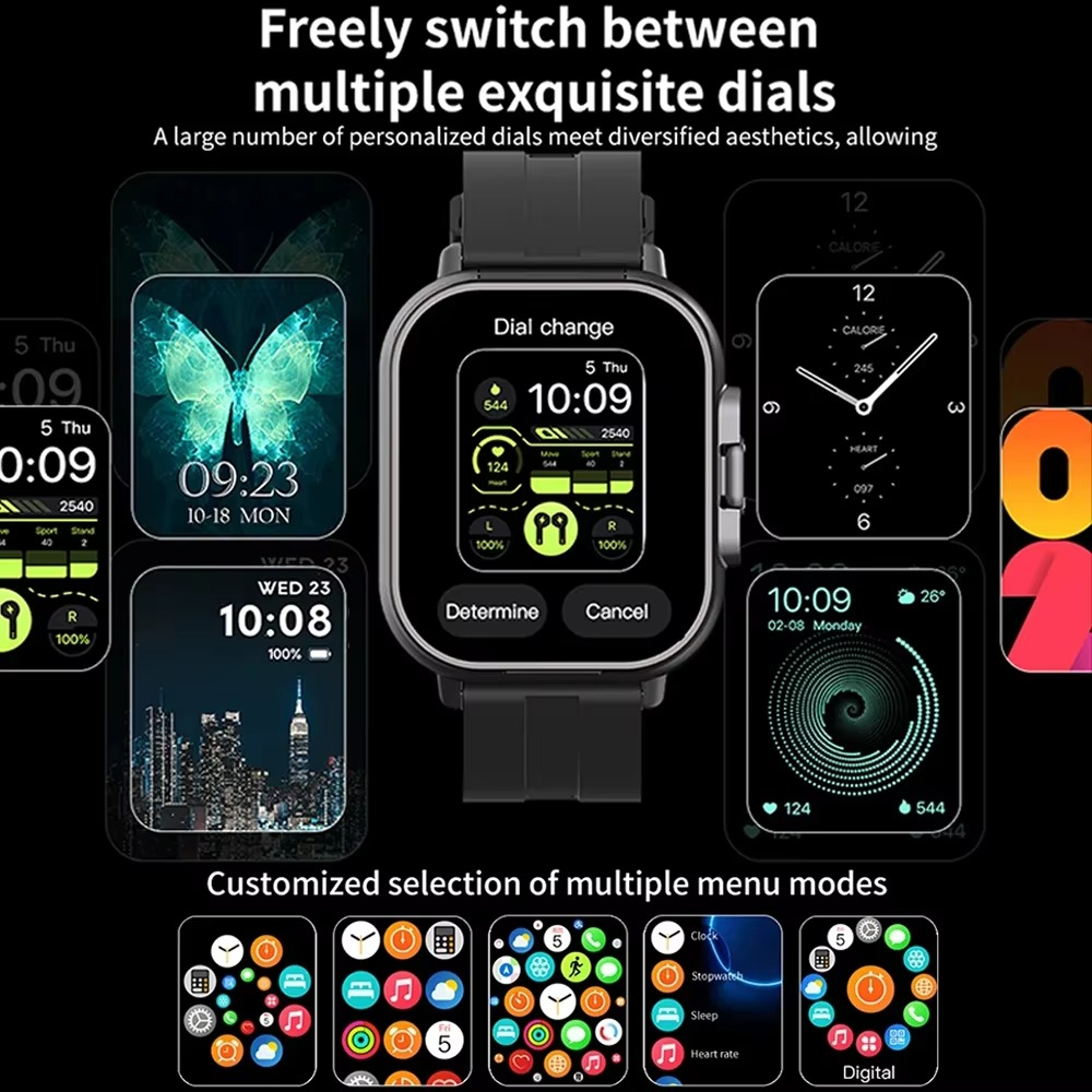2" Smartwatch med innebygd Bluetooth-headsett og treningstracker Luvikno