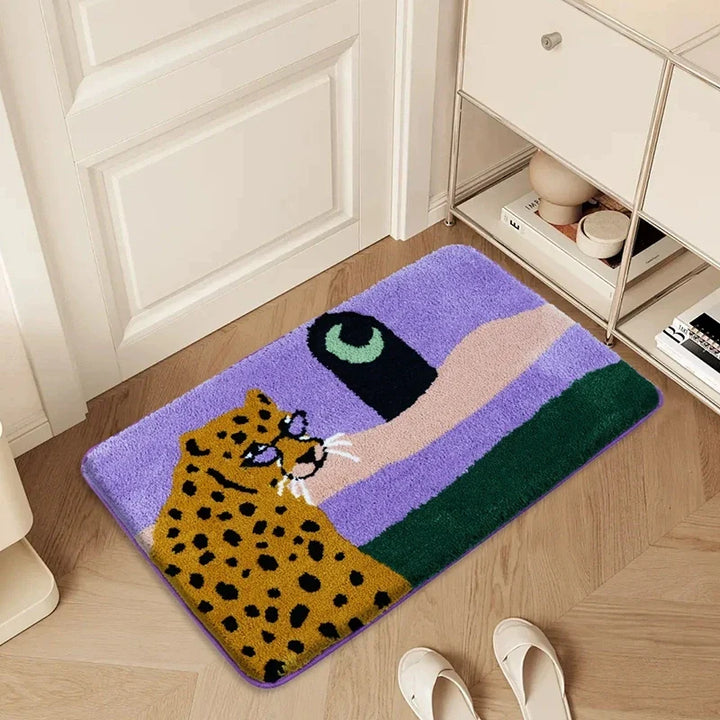 Leopard Under the Moon Fargerik Bade Matte | Luvikno