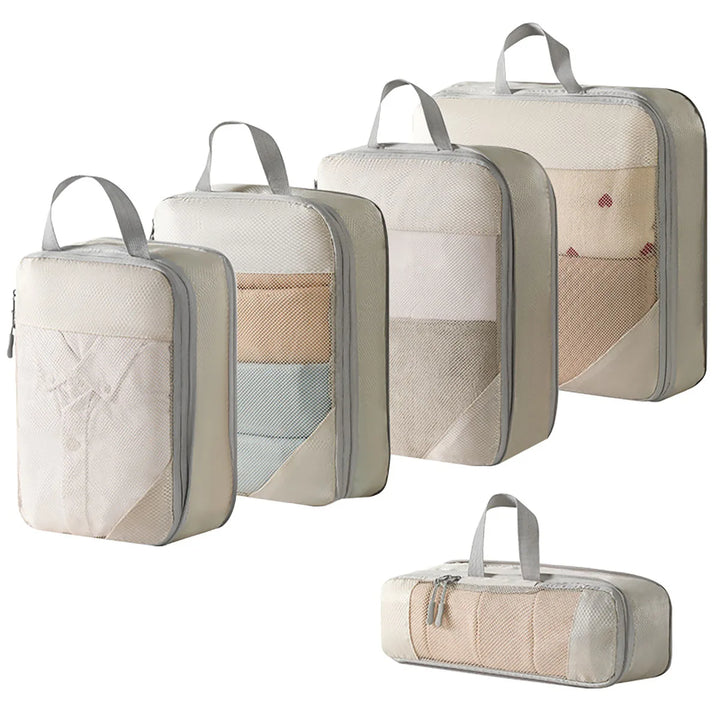 Luvikno | PackNest Kompresjons Organizer Set | 5-delt | Plassbesparende & Vannavvisende | Ideell for reise & hverdagsbruk