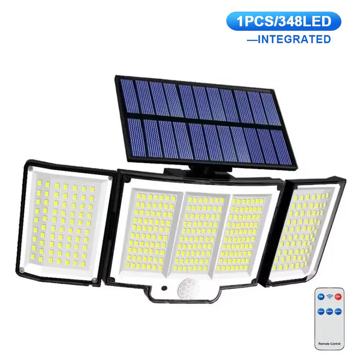 Luvikno | Solar Wall Light LumoGuard 318LED | Bevegelsessensor & 3 Belysningsmoduser | IP65 Vanntett for Hage, Terrasse & Gjerde