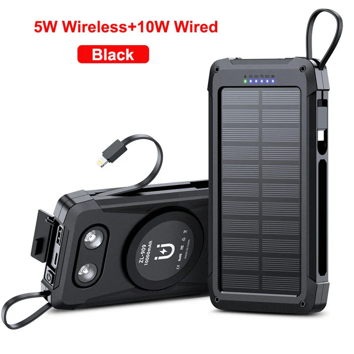 Luvikno | Voltaris MagCharge Solenergi Powerbank 10000mAh | Magnetisk Trådløs Lading | 22.5W Hurtigladefunksjon | Med Kabel & Lommelykt | For iPhone, Samsung & Co.