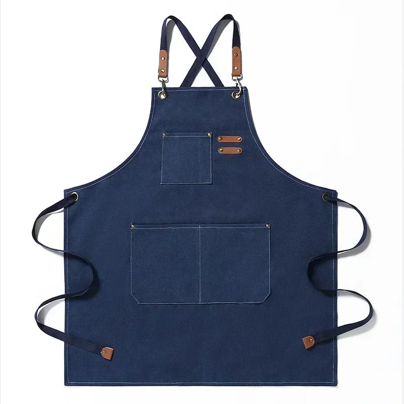 Canvas forkle med lommer, justerbart, Unisex | Luvikno