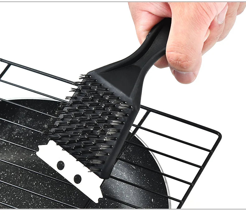 Luvikno | GrillMeister BBQ Pensel | 3-i-1 Grill Renser | Rustfritt Stål Børster & Antiskli Håndtak