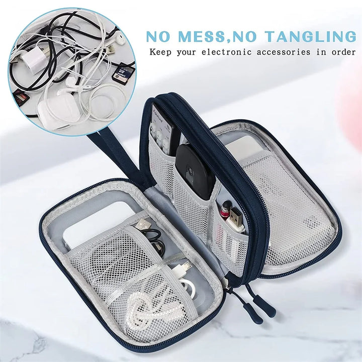 Luvikno | Techviva PackSafe Elektronisk Organizer Bag | 2-lags & vanntett | For kabler, ladere, USB & tilbehør | Kompakt & bærbar