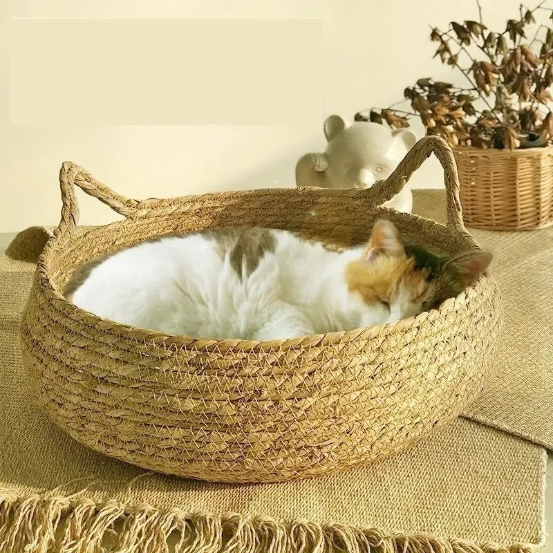 Rattan kattekurv håndlaget & vaskbar Luvikno