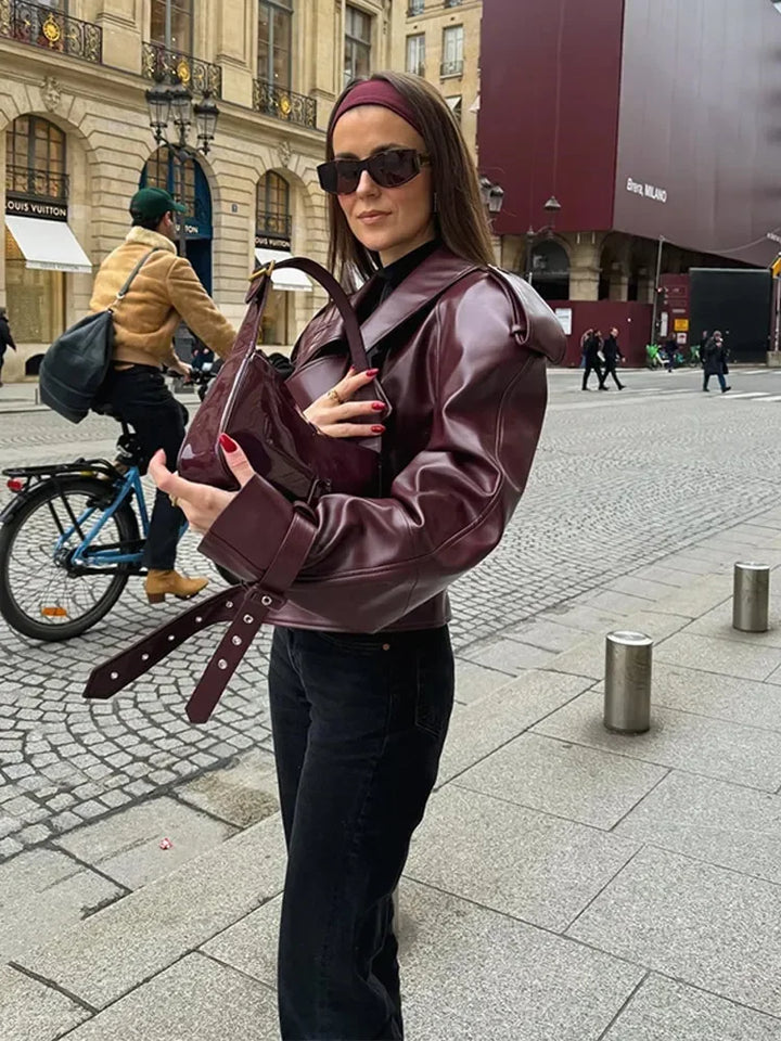 Luvik | Plush Burgund Yliisuva Takki vyöllä