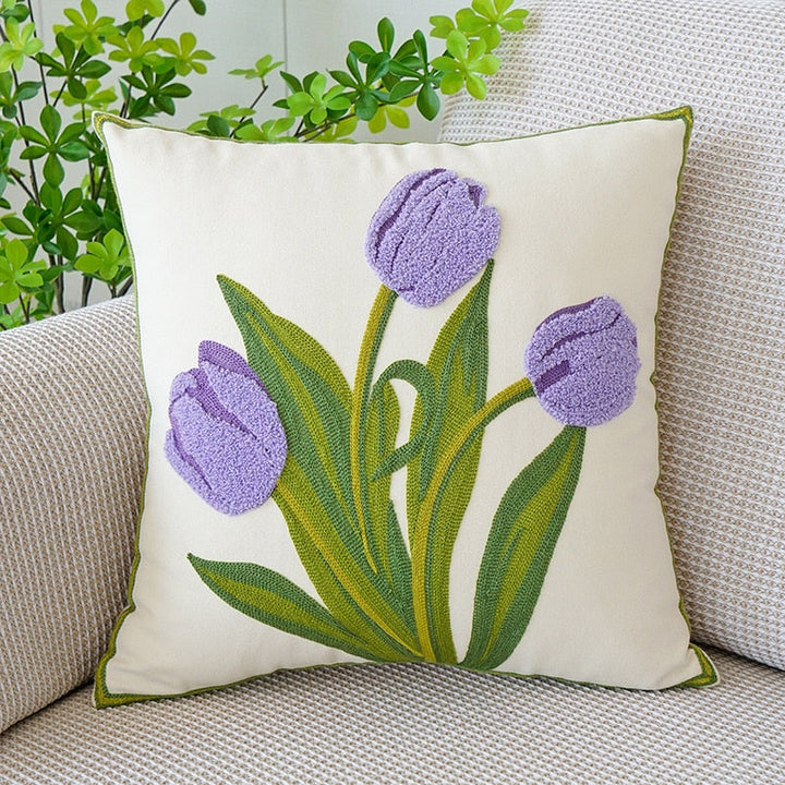 Brodert tulipan putetrekk