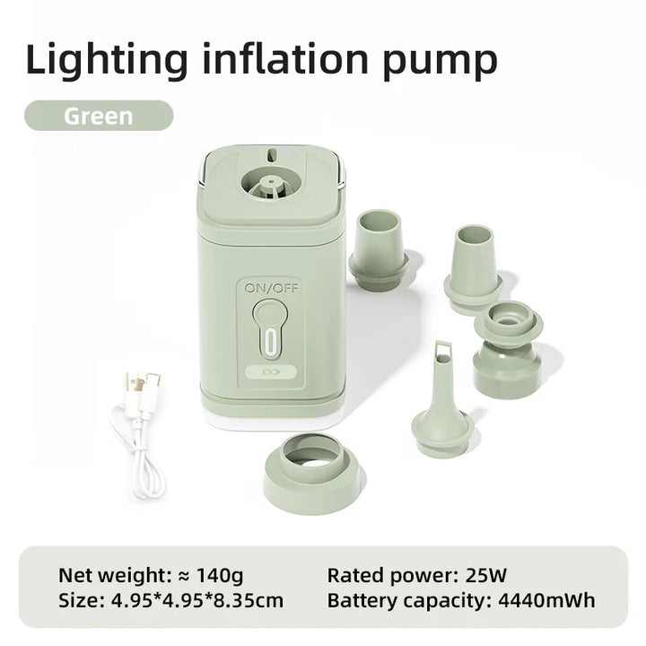 Luvikno | Utendørs Luftpumpe AeroBlow Mini | Elektrisk & USB Oppladbar | Bærbar & Trådløs | For Luftmadrasser & Vakuumposer