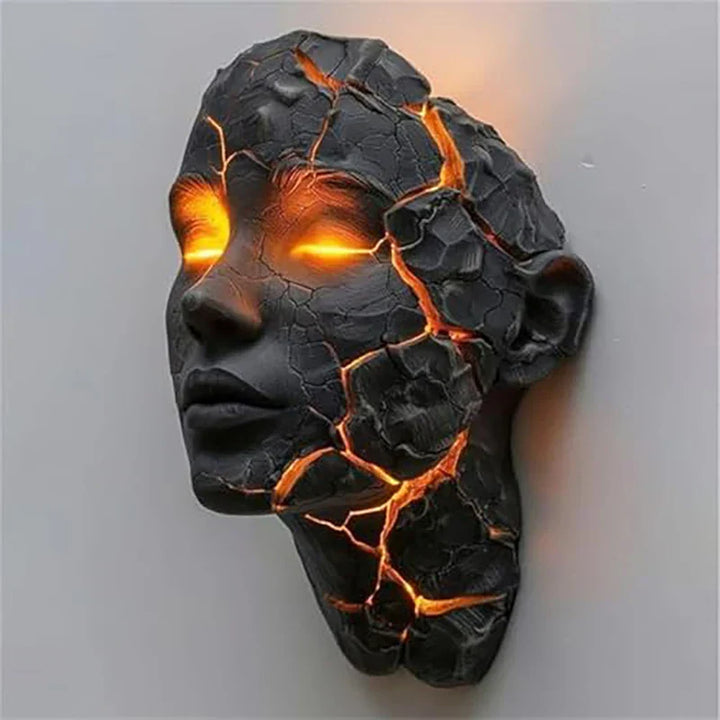 Volcanic Face Lava Crack Veggkunstlampe | Luvikno