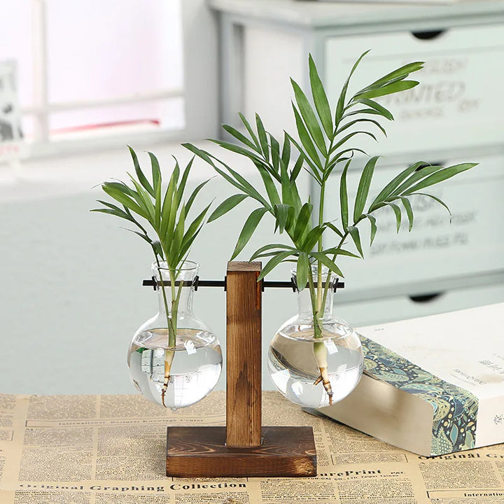 Luvikno | Naturiva Design Glassvase med Trellager | For Snittblomster & Hydroponikk | Skandinavisk Stil | 3-Delt Sett