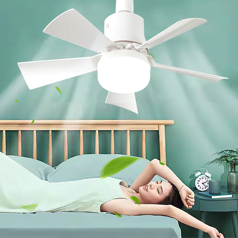 30W E27 Takvifte Lys med Fjernkontroll - LED Dimming Funksjon, Intelligent Stille Vifte for Soverom & Stue | Luvikno
