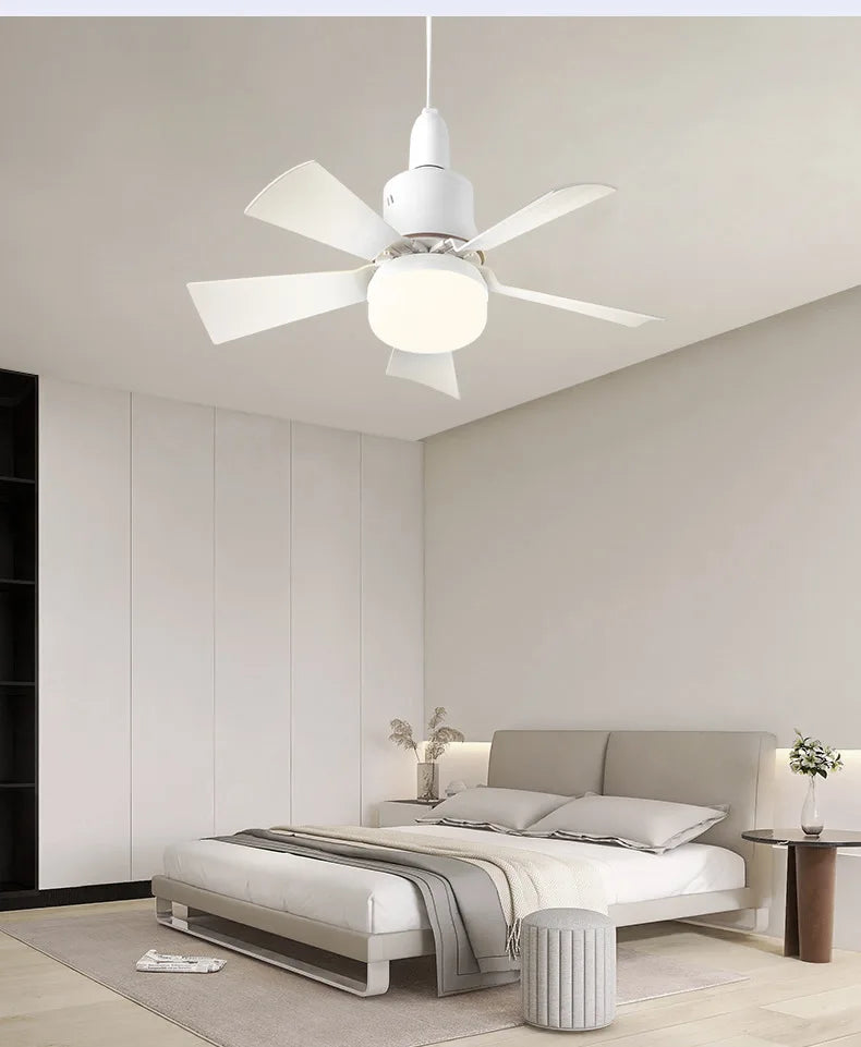 30W E27 Takvifte Lys med Fjernkontroll - LED Dimming Funksjon, Intelligent Stille Vifte for Soverom & Stue | Luvikno