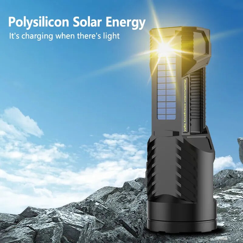 Solar High-Power Multifunksjonslommelykt | Luvikno
