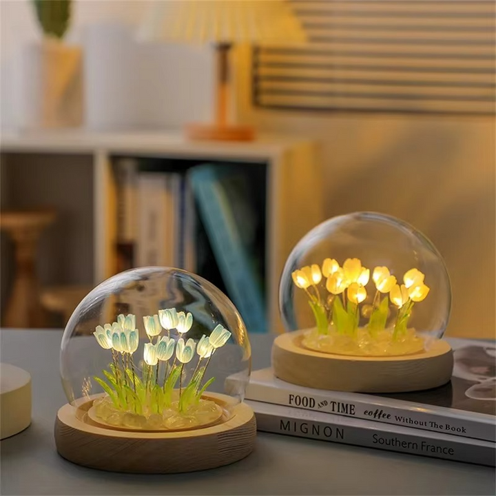 Håndlaget kunstig tulipan LED nattlampe bordlampe for soverom og gaveinnredning Luvikno