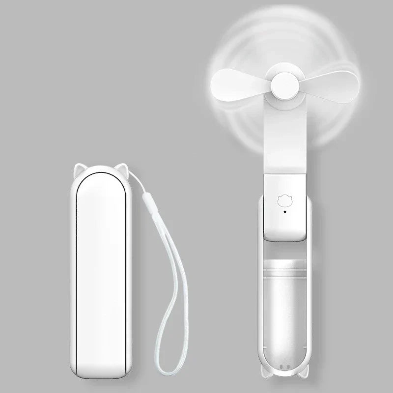 Sammenleggbart Mini-Håndvifte med Powerbank og Håndleddsbånd – FrisMee 2-i-1 | Luvikno