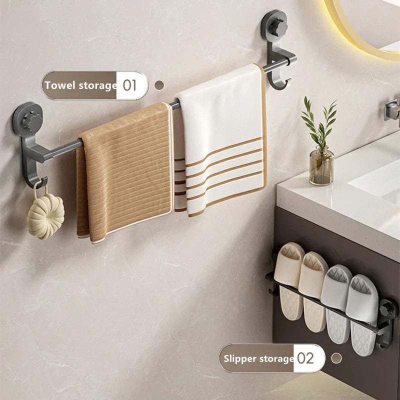 MagnaGrip Power Suction Cup Håndkleholder – Svart selvklebende håndkleholder uten boring Luvikno