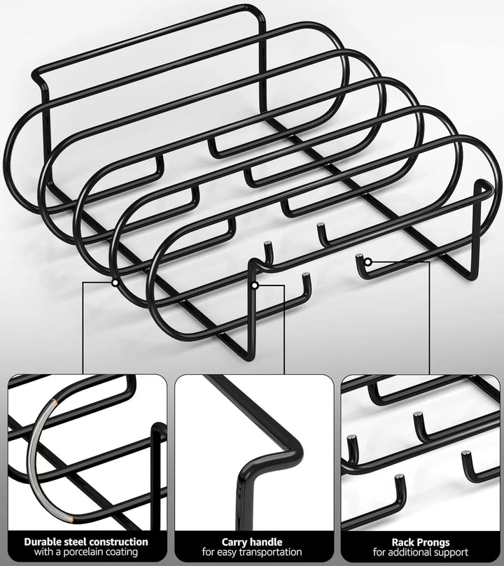 Luvikno | Rib Holder GrillMeister Pro | For 4 Racks | Non-Stick Coated | For Gassgrill & Ovnen