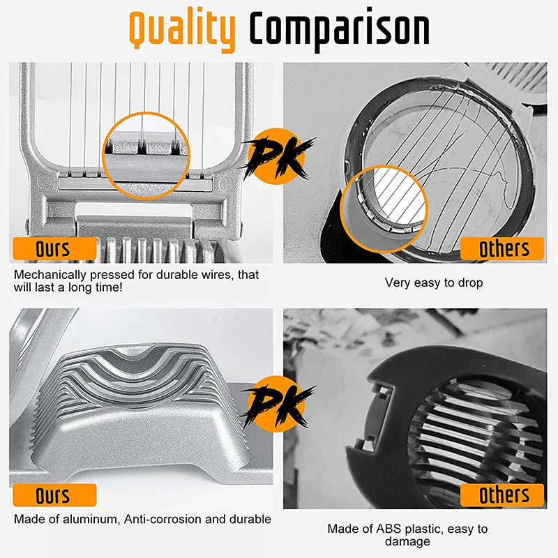 Luvikno | Egg Slicer SchnittMeister | Rustfritt Stål Kuttetråder | For Egg, Ost & Sopp | Robust Aluminiums Hylster
