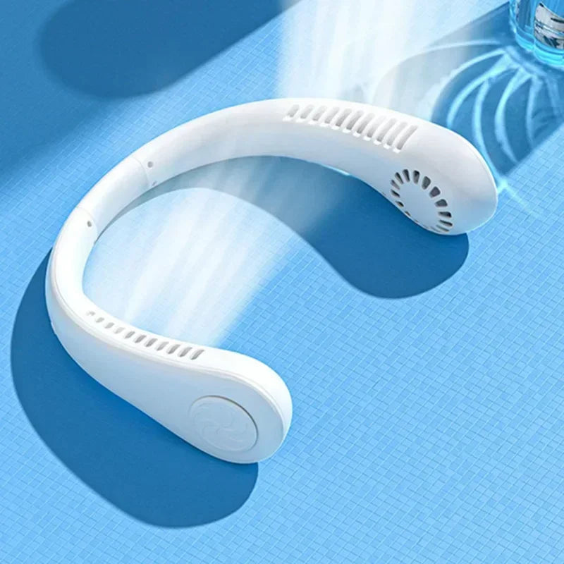 Bærbar mini nakkefan – Bærbar USB luftkjølt fan for sommer, utendørs sport, løping, reise, uten blader design | Luvikno