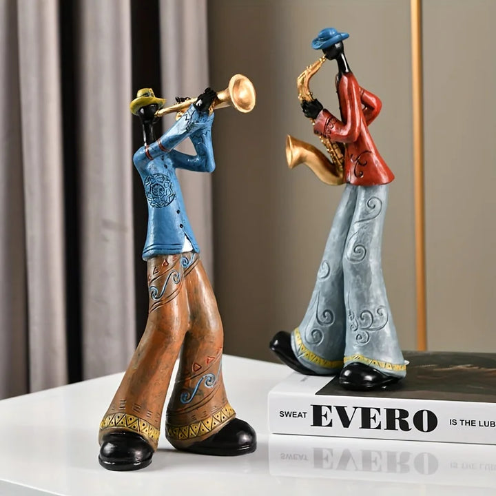 Resin Jazz Band Figurine - Vintage Music Decor Statue | Luvikno