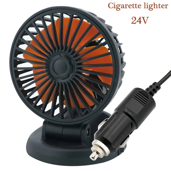 Luvikno | Ventoro Bilvifte 12V/24V/5V | USB eller Sigarettenner | Roterbar & Kompakt | For Bil, Lastebil, SUV, Campingvogn & Kontor