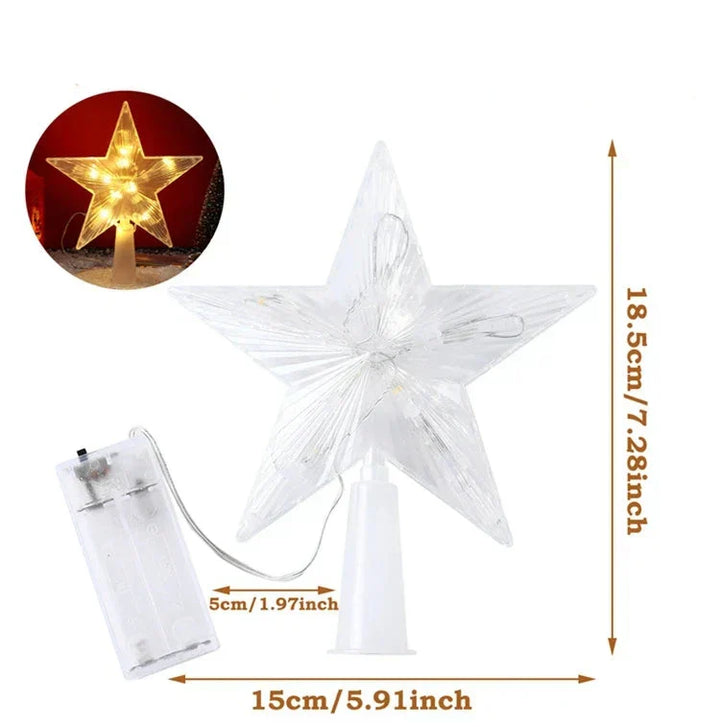 Lysende julegave – LED-belyst juletre topp for juletre, glitrende juledekorasjon for festbelysning og elegant dekor | Luvikno