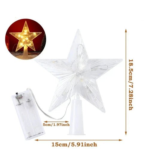 Lysende julegave – LED-belyst juletre topp for juletre, glitrende juledekorasjon for festbelysning og elegant dekor | Luvikno