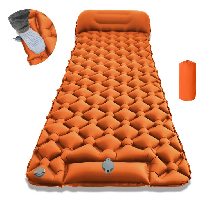 Ultra-comfort oppblåsbar campingmadrass med integrert pute og pumpe Luvikno