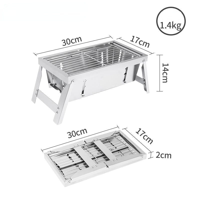 Ultimate Camping Style Rustfritt Stål Sammenleggbar Grill | Luvikno