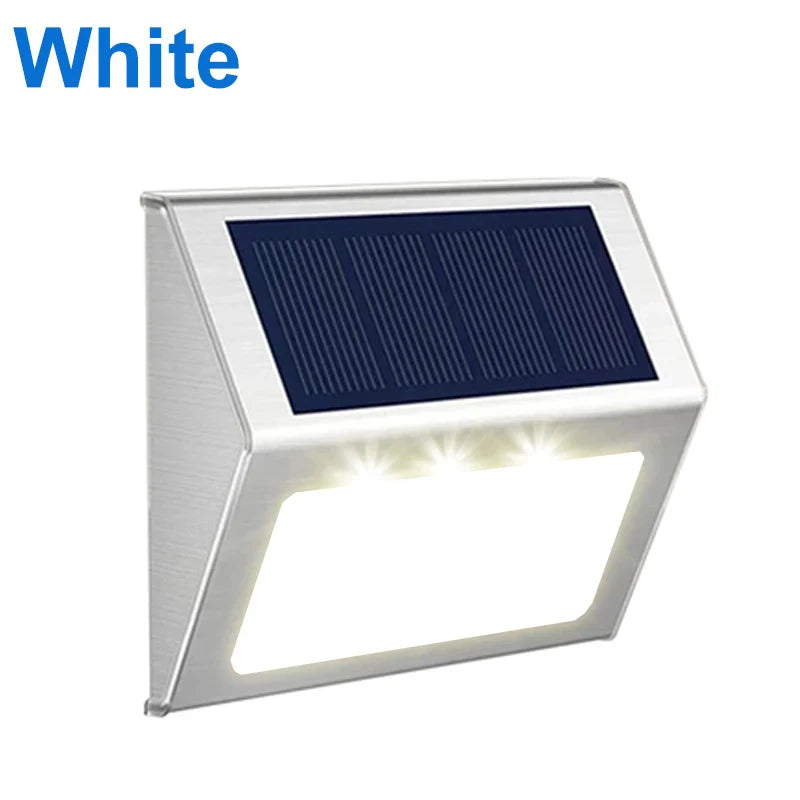 Luvikno | Lunettra Soltrinnlys Rustfritt Stål | 3 LED-lys | IP45 Vanntett | Miljøvennlig & Korrosjonsbestandig | For Hage, Gjerde & Vegg