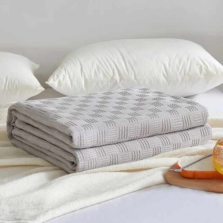 Bomullsgauze teppe Aurelina | 100 % bomull | Pustende & Hudvennlig | Perfekt for sofa, seng & kontor Luvikno