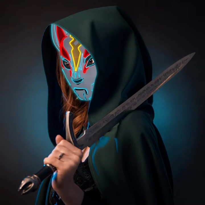 Luminous LED Full Face Fox Maske for Halloween & Cosplay Luvikno