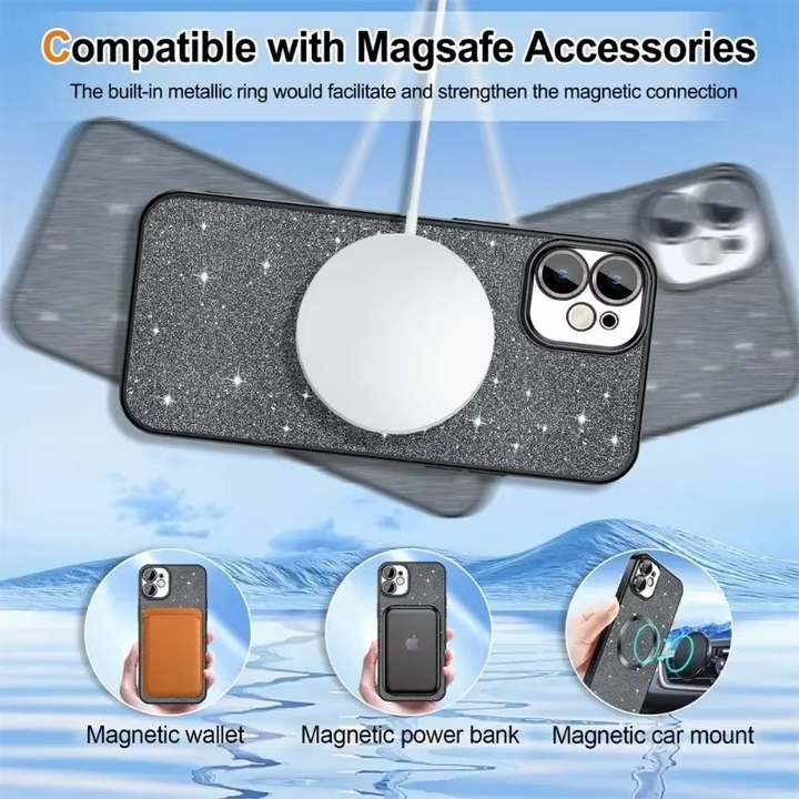 Glitrende elektroplate etui med MagSafe for iPhone Luvikno