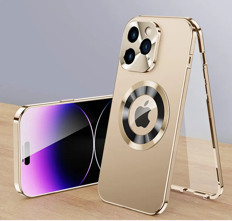 Luvikno | Etui 360° Full Screen Linse Metall Magnetisk Magsafe Deksel Aluminium for iPhone 15 14 13