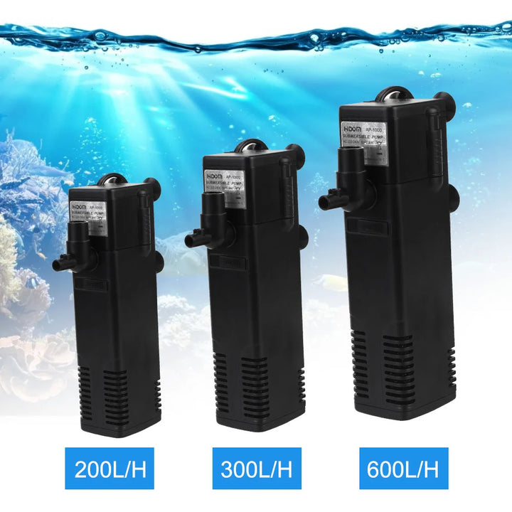 Luvikno | AquaThero Vannfilterpumpe for Akvarier | Nedsenkbar Pumpe med Filter & Oksygentilførsel | For Søt- & Saltvann | EU Plugg