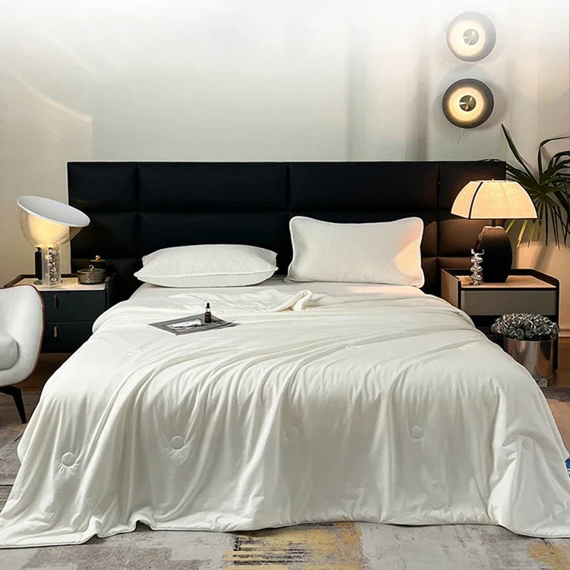Air Condition Sommer Komforter — Ren Farge Is Silke Kjøleteppe, Lett & Glatt Twin/King Størrelse Quilt | Luvikno