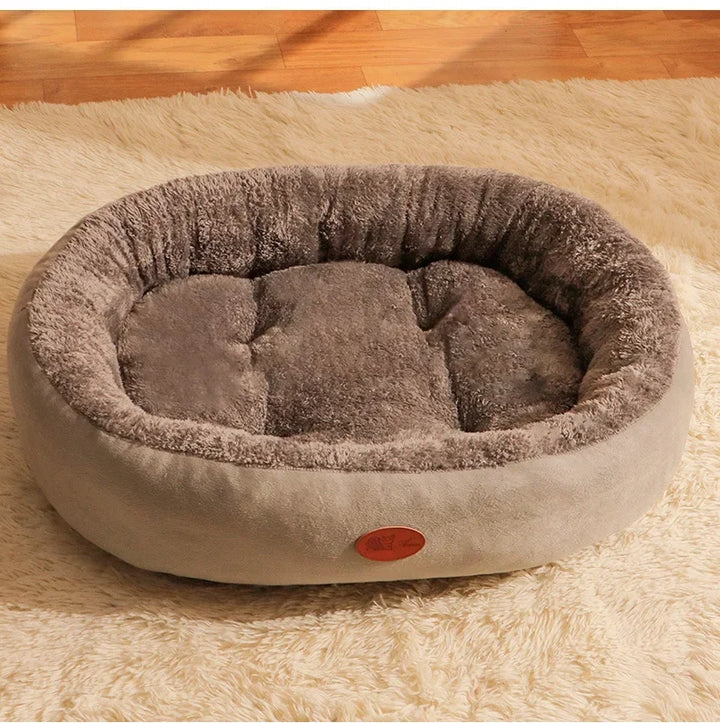 Oval Plush Bed for Dogs & Cats Luvikno