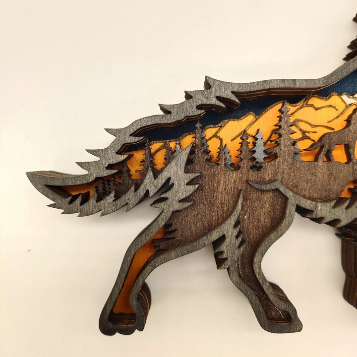 Nightglow Wooden Craft Wolf Decor | Luvikno