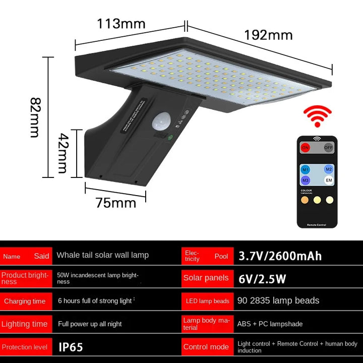 Luvikno | Solargo Lightpro Solarbevegelseslys Utendørs | Bevegelsessensor & 4 Moduser | 90 LEDs | Vanntett & Ekstremt Lys