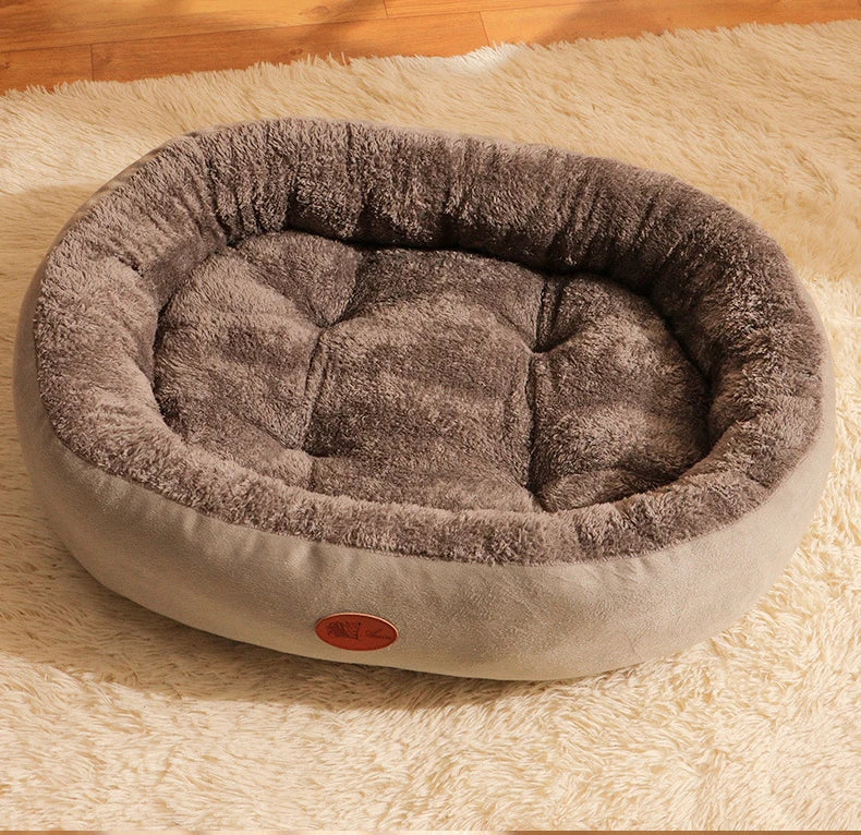 Oval Plush Bed for Dogs & Cats Luvikno