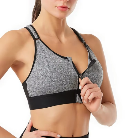 Justerbar Zip-Front Sports-BH med undertråd støtte og push-up design Luvikno