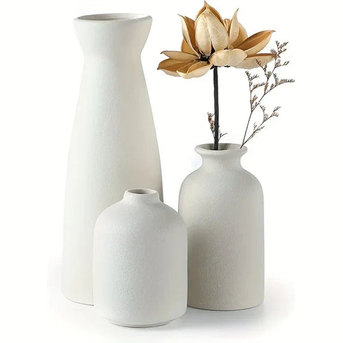 Aardstil Keramikk Vase Sett av 3 for Moderne Boho Interiører | Luvikno