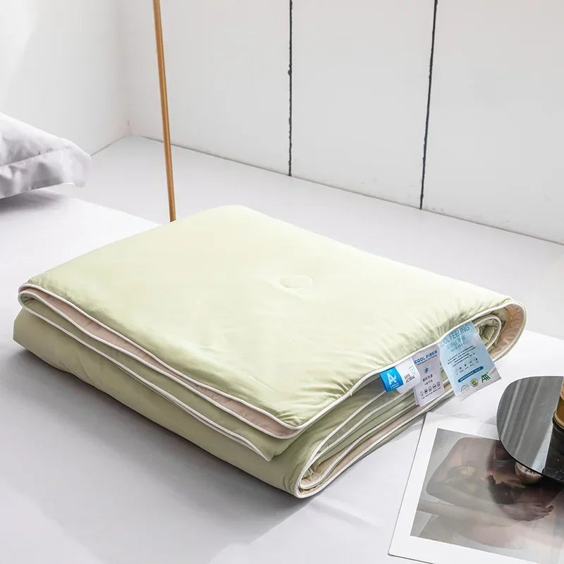 Air Condition Sommer Komforter — Ren Farge Is Silke Kjøleteppe, Lett & Glatt Twin/King Størrelse Quilt | Luvikno