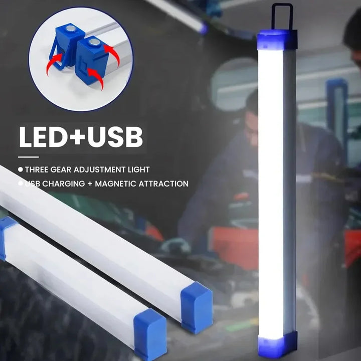 Luvikno | MagnaBeam LED Rør | Oppladbar Campinglampe med Magnet og Krok | 32/52 cm | Bærbar Nødlys for Utendørs & Kjøretøy