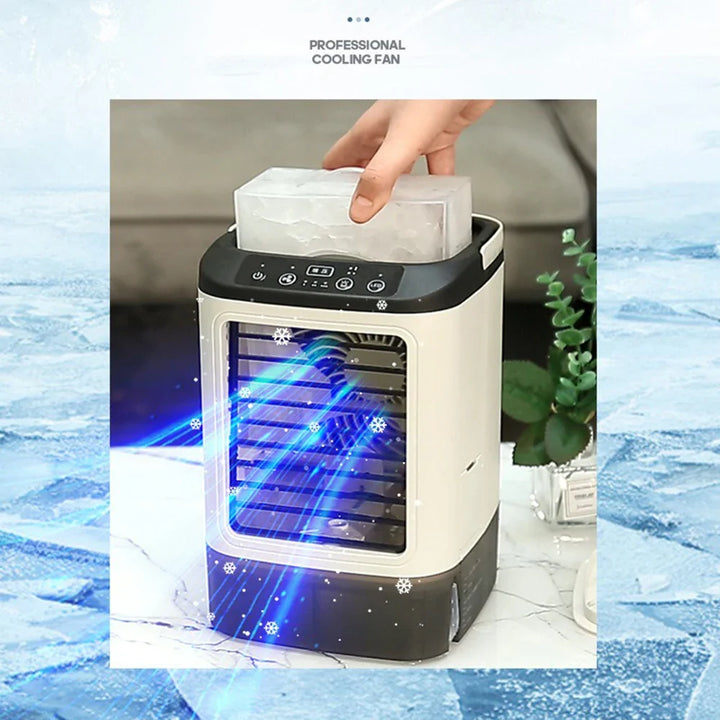 USB Bærbar Mini Air Conditioner Vifte – 3-Hastighets Skrivebords Kjølevifte med LED Nattlys, Luftkjøler for Hjemmet, Kontoret og Camping | Luvikno