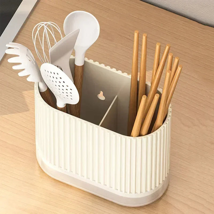 Luvikno | Bestikkorganisator Duo | Veggmonterbar bestikkholder | Ingen boring | Dreneringsfunksjon | 16.5 × 8.5 × 12.5 cm