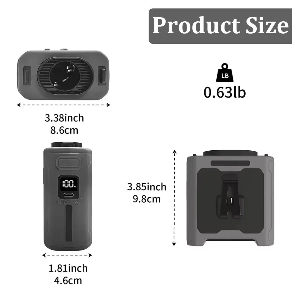 10000mAh Livstikkontaktvifte med Power Bank – Bærbar Håndfri Oppladbar Vifte | 5-Hastigheters Kjøling, Batteri Visning, USB Lading, Utendørs Bærbar Vifte | Luvikno