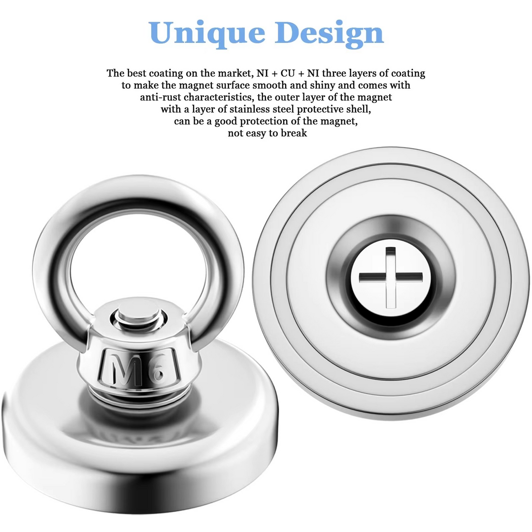 Premium Neodymium Fiskemagnet med Øyebolt for Magnetisk Berging Luvikno