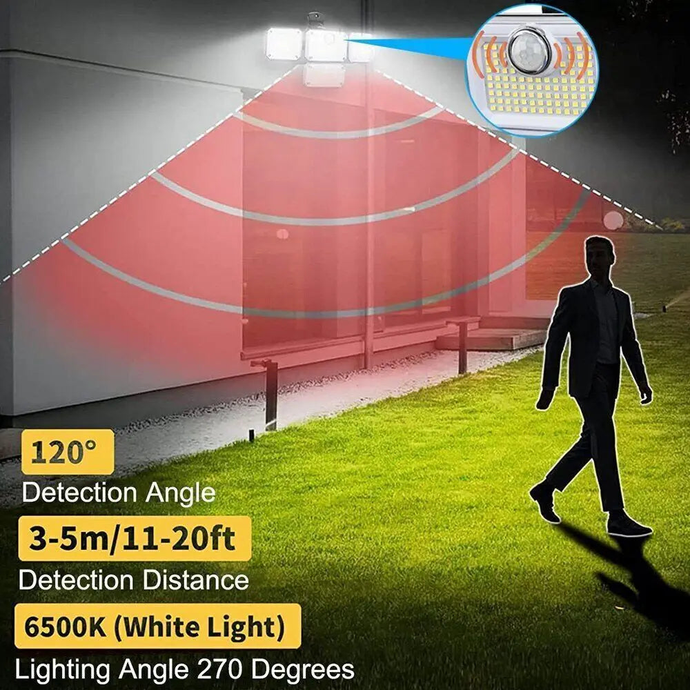 Luvikno | Solora GuardLight Solenergi Utendørs Lampe med Bevegelsessensor 2000 LM | 333 LED, IP65, 270° Strålevinkel